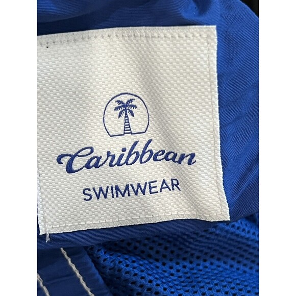 Mens Caribbean Swimwear Blue Swim Trunks Shorts Drawstring Waist Mesh Lining 2XB - Picture 7 of 8